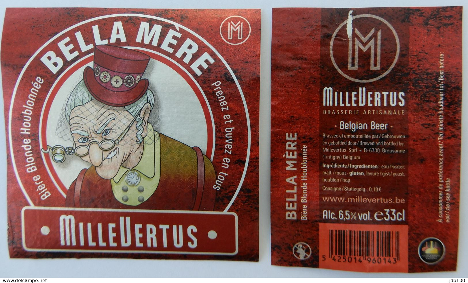 Bier Etiket (5r4), étiquette De Bière, Beer Label, Bella Mère Brouwerij Millevertus - Bière