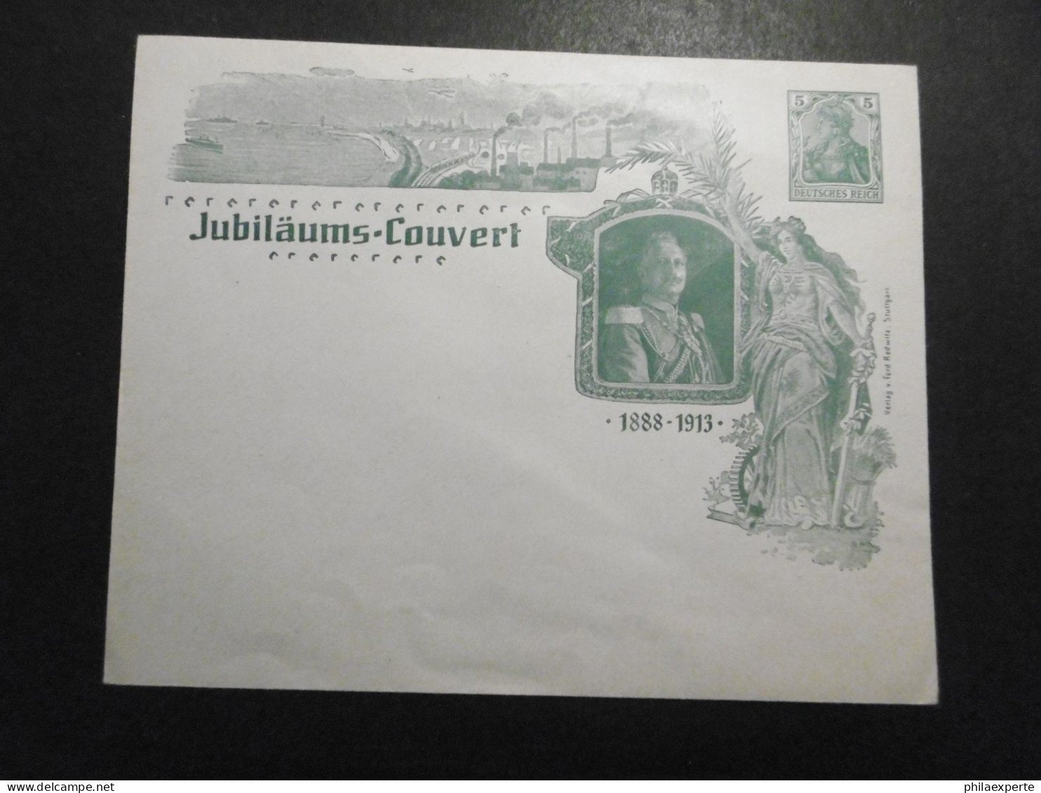 Deutsches Reich Privat GA U 5 Pfg.Germania Grün (15,5x12,5cm) */ungbraucht Jubiläum 1913 - Buste