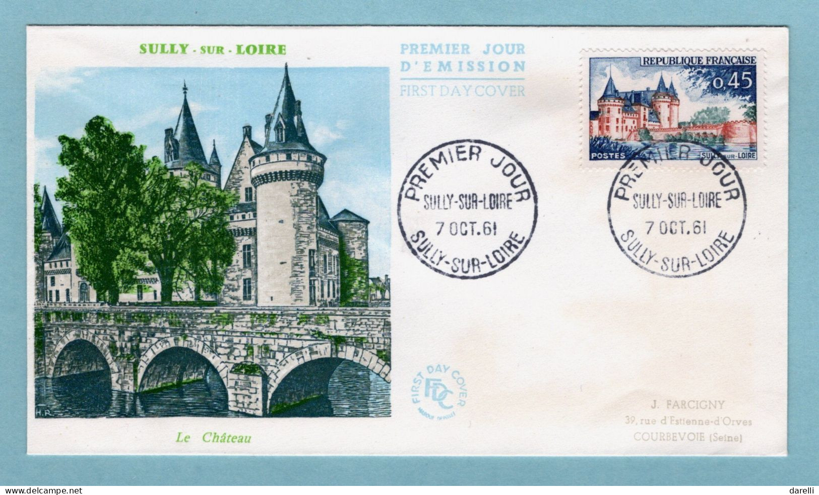 FDC France 1961 - Sully Sur Loire - YT 1313 - Sully Sur Loire - 1960-1969