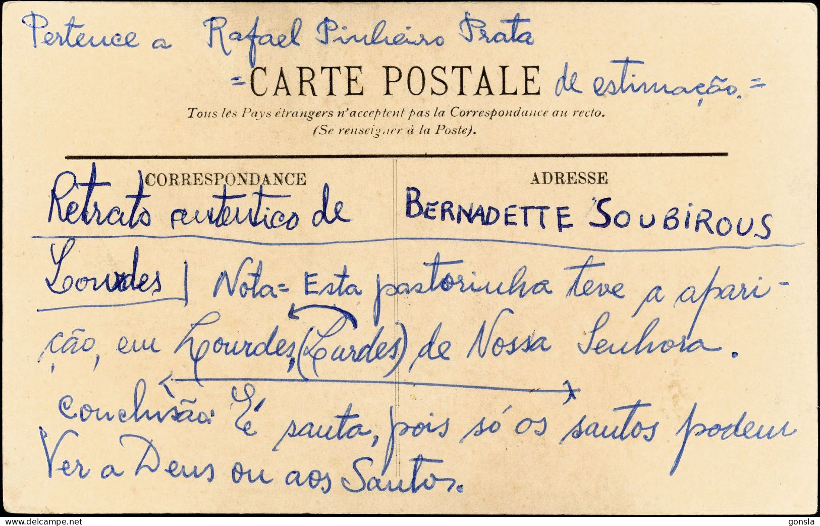 LOURDES 1910 "Portrait Authentique De Bernadette Soubirous" - Historical Famous People