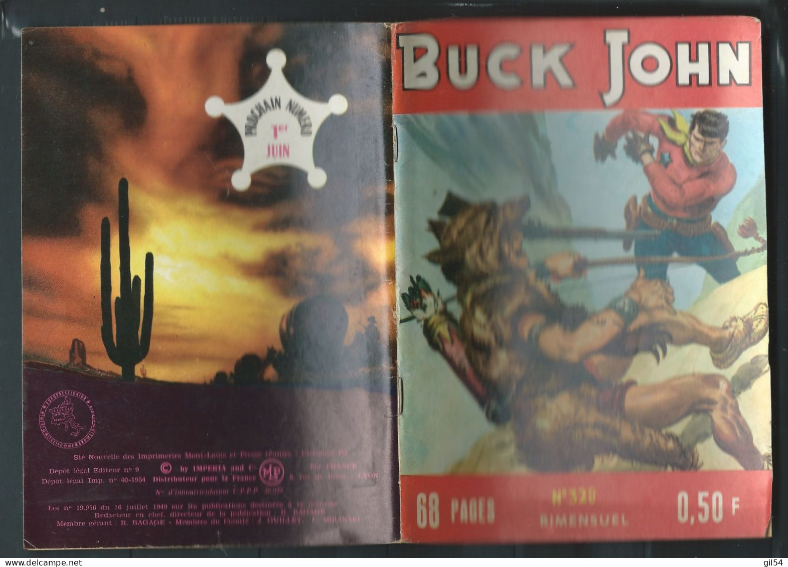 Bd " Buck John   " Bimensuel N° 328 " Le  Suspect "      , DL  N° 40  1954 - BE-   BUC 0101 - Kleine Formaat