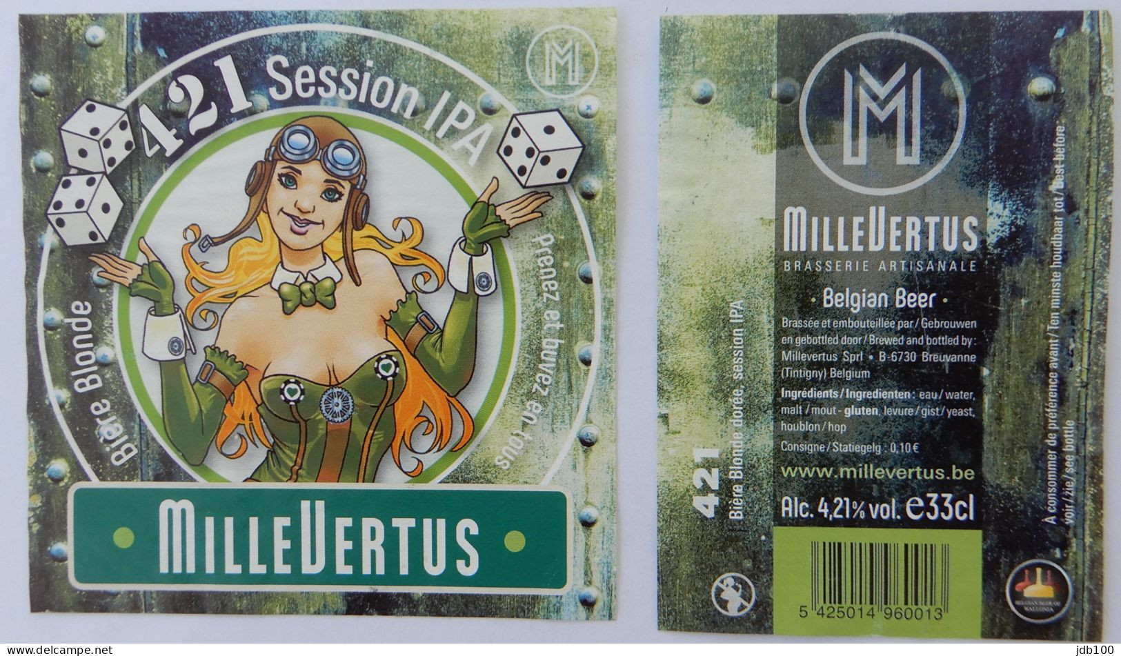 Bier Etiket (5s6), étiquette De Bière, Beer Label, 421 Session IPA Brouwerij Millevertus - Bière