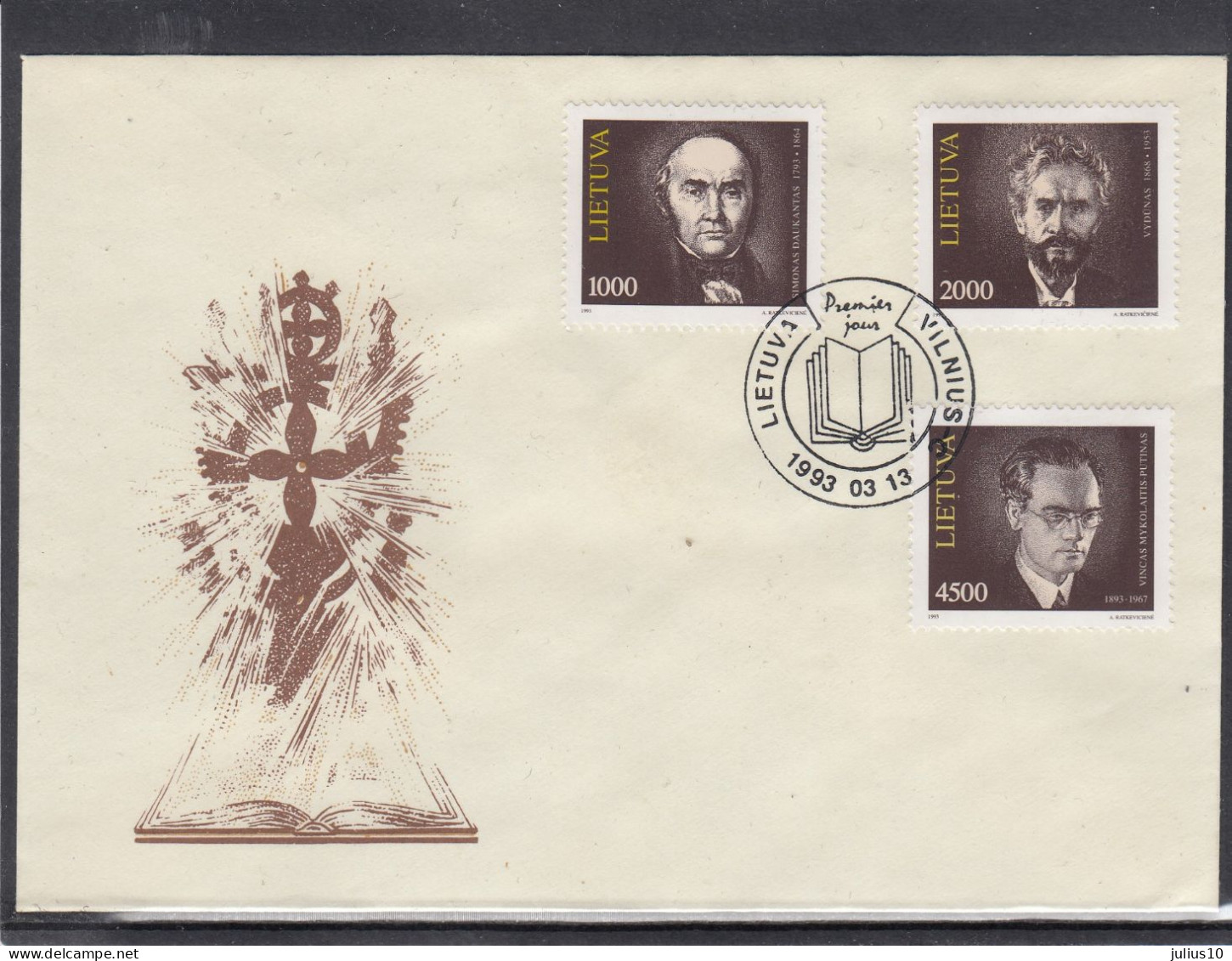 LITHUANIA 1993 Famous People FDC Mi 523-525 #LTV231 - Lituania