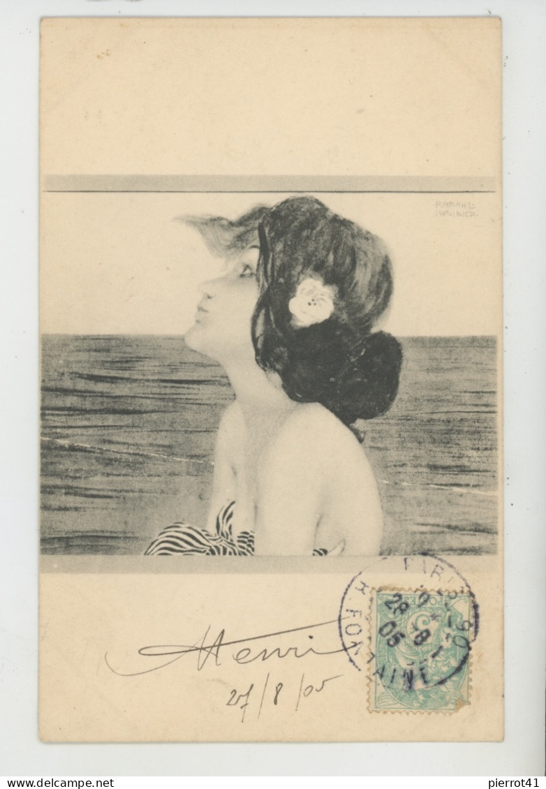 Illustrateur RAPHAEL KIRCHNER - Jolie Carte Fantaisie Femme Baigneuse ART NOUVEAU - Kirchner, Raphael
