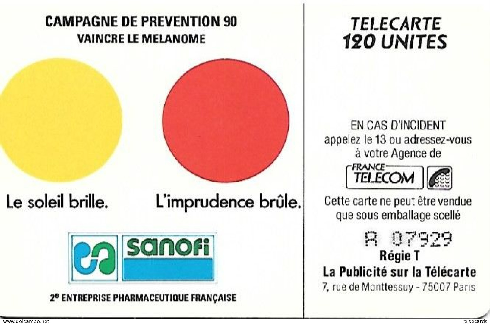 France: France Telecom 1990 F123A  Sanofi - 1990