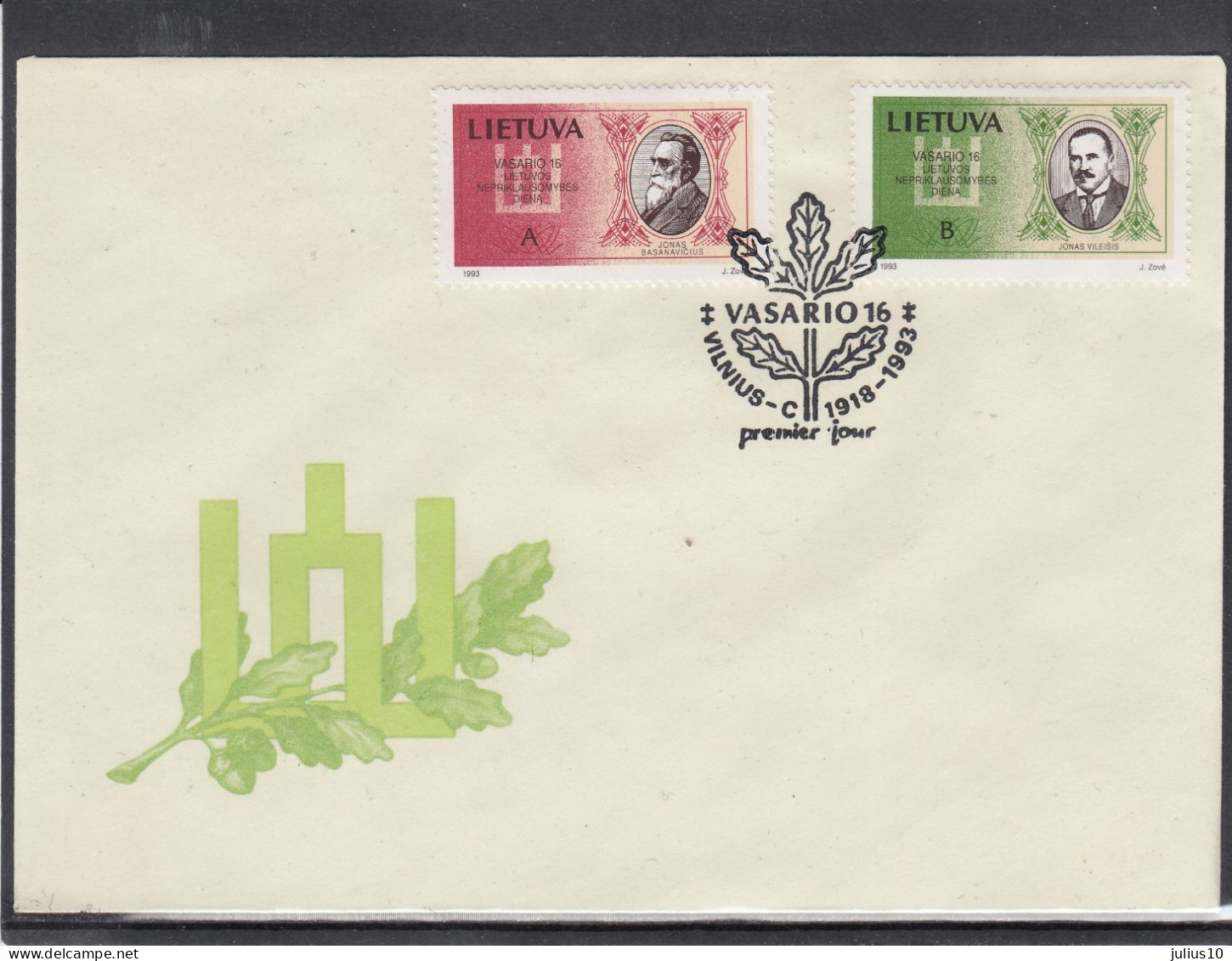 LITHUANIA 1993 Famous People FDC Mi 516-517 #LTV232 - Lituania