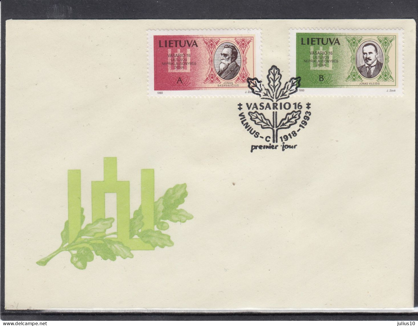 LITHUANIA 1993 Famous People FDC Mi 516-517 #LTV232 - Lithuania