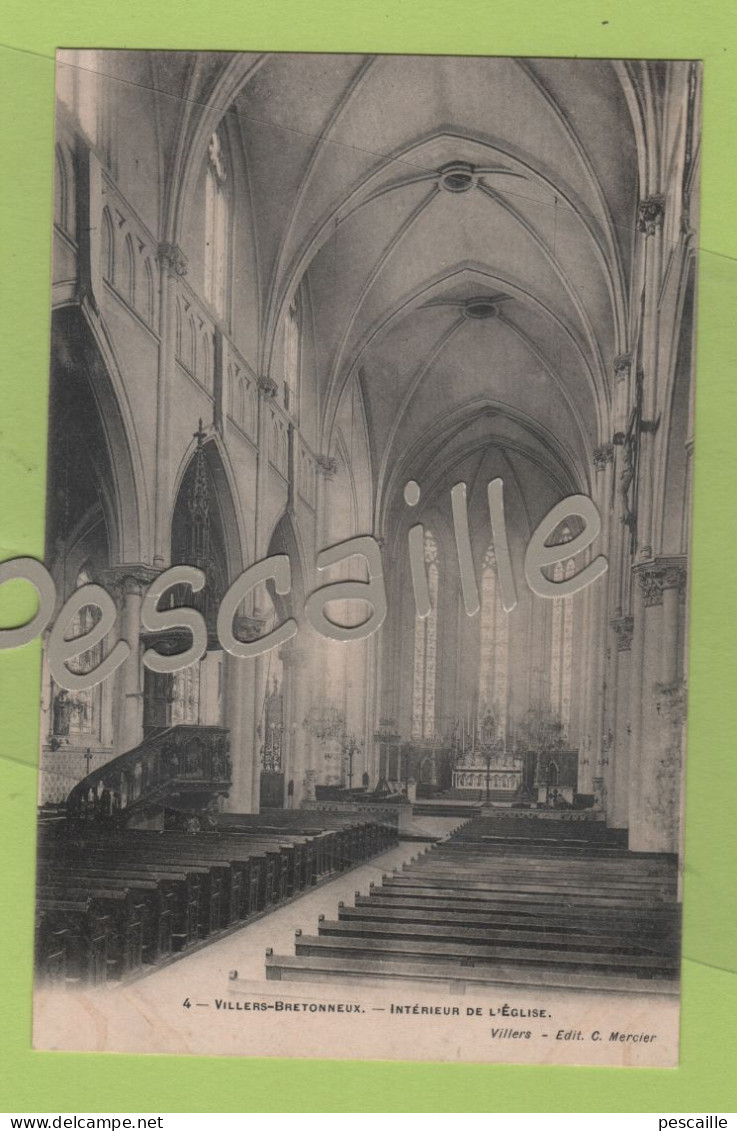 80 SOMME - CP VILLERS BRETONNEUX - INTERIEUR DE L'EGLISE - EDIT. C. MERCIER VILLERS N° 4 - Villers Bretonneux