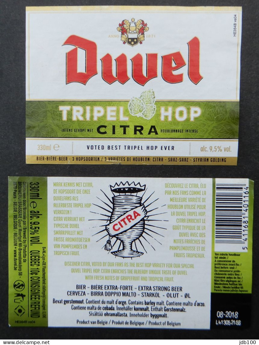 Bier Etiket (5t9), étiquette De Bière, Beer Label, Duvel Tripel Hop Citra Brouwerij Moortgat - Bière