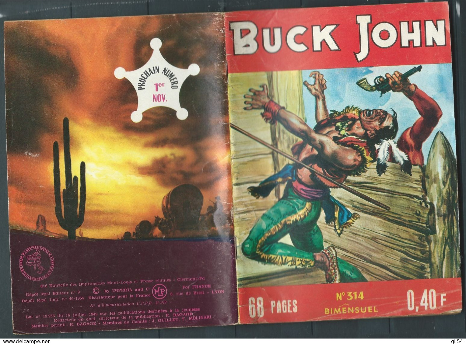 Bd " Buck John   " Bimensuel N° 314 " LA MALLE " Surprise "      , DL  N° 40  1954 - BE-   BUC 0102 - Kleine Formaat