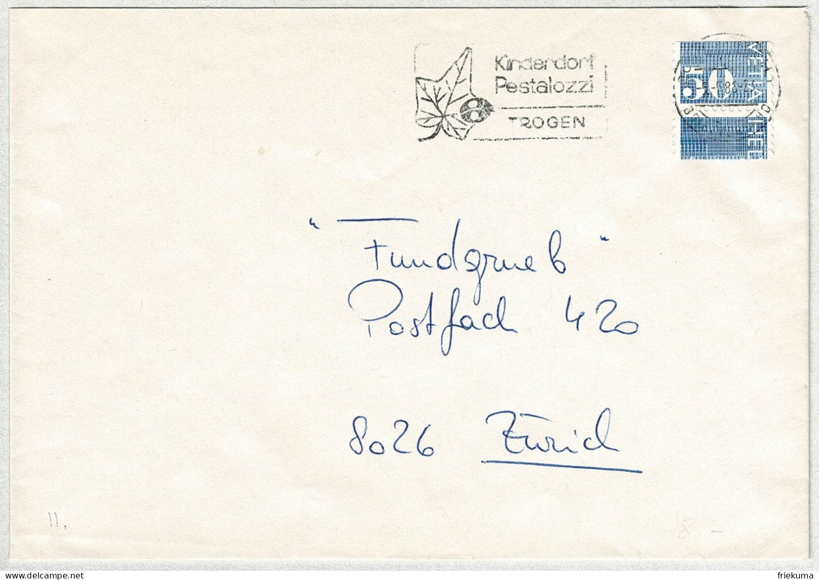 Schweiz 1986, Brief Zürich, Automatenmarke Ziffermarken Verschnitten / Error, Kinderdorf Pestalozzi Trogen, Marienkäfer - Timbres D'automates