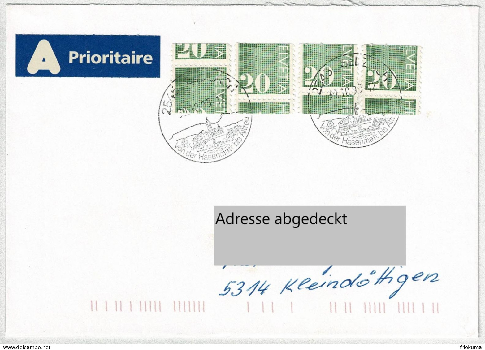 Schweiz 1995, Brief Selzach - Kleindöttingen, Automatenmarke Ziffermarken Verschnitten / Error  - Francobolli Da Distributore