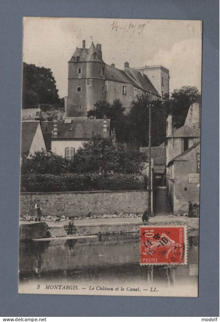 CPA - 45 - Montargis - Le Château Et Le Canal - Animée - Circulée En 1909 - Montargis