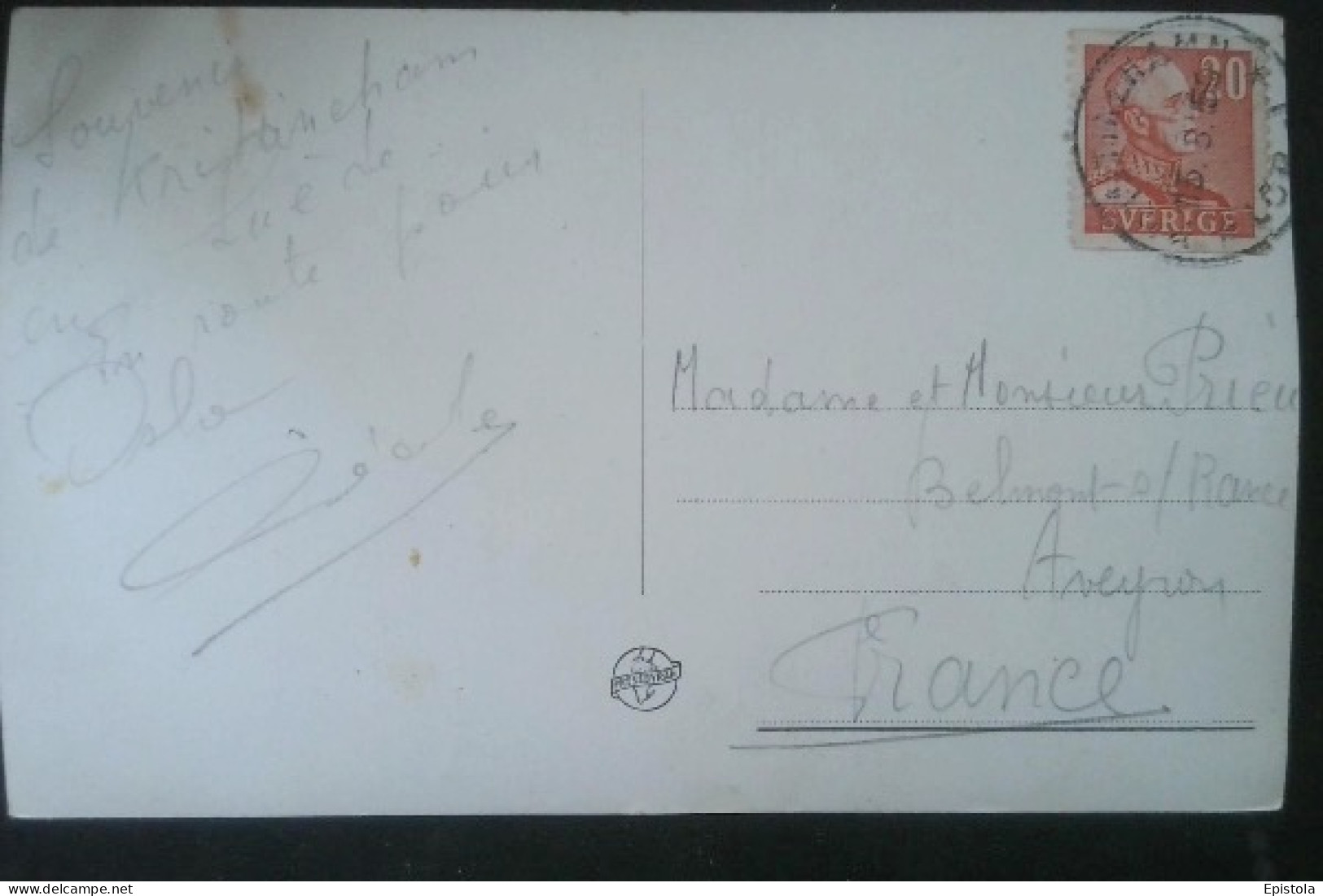 ► 1950. SVERIGE   20 ÖRE Gustav  Postcard To France - Lettres & Documents