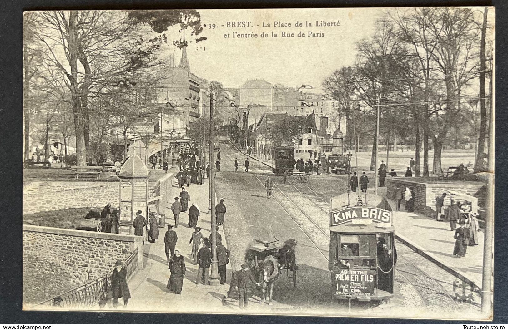 CPA (29) Brest Publicié Tramway Absinthe Place De La Liberté 1918 Voyagé Tarn Castres Montredon-Labessonnié  ( Ref D16 ) - Brest