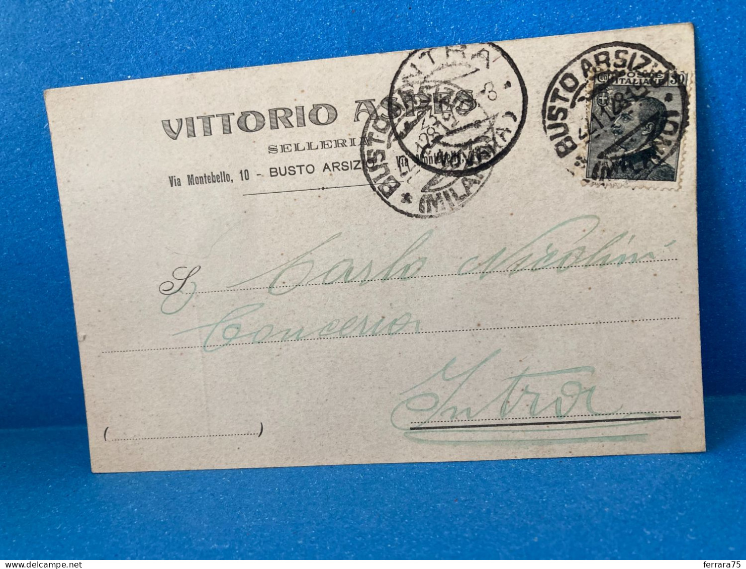 CARTOLINA D'EPOCA VITTORIO ASPES SELLERIA BUSTO ARSIZIO VS INTRA 1928. - Non Classés