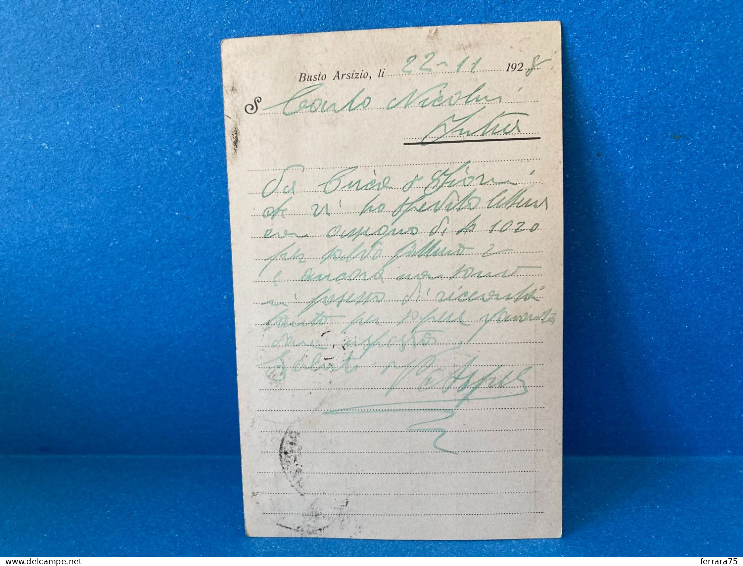 CARTOLINA D'EPOCA VITTORIO ASPES SELLERIA BUSTO ARSIZIO VS INTRA 1928. - Sin Clasificación