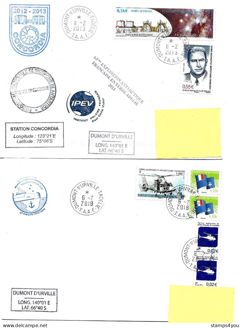PO - 71 - 4 Enveloppe Terre Adélie - Cachets Illustrés - Brieven En Documenten