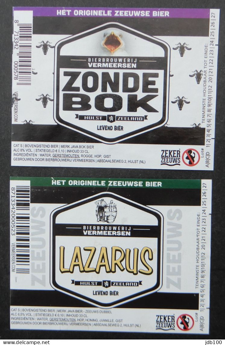 Bier Etiket (5w6), étiquette De Bière, Beer Label, Zondebok & Lazarus Brouwerij Vermeersen - Bière