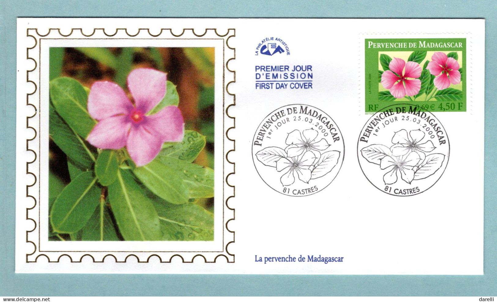 FDC France 2000 - Flore - Pervenche De Madagascar - YT 3306 - 81 Castres - 2000-2009