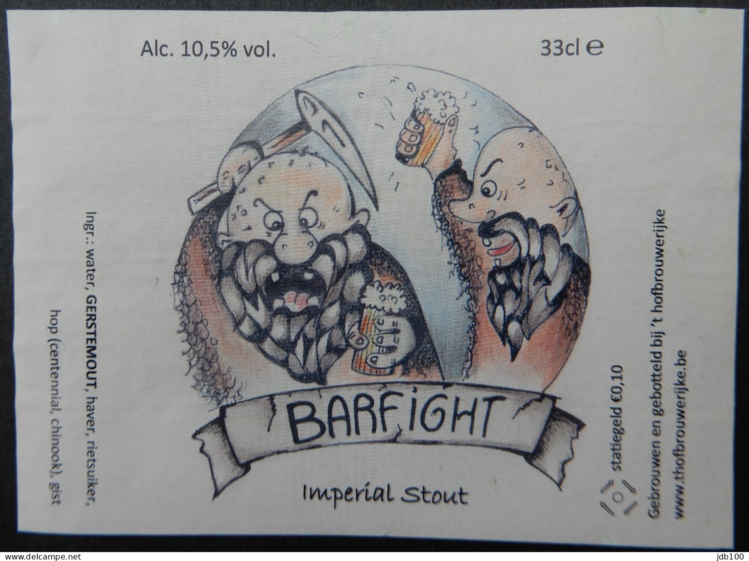 Bier Etiket (5x5), étiquette De Bière, Beer Label, Barfight Brouwerij 't Hofbrouwerijke - Bière