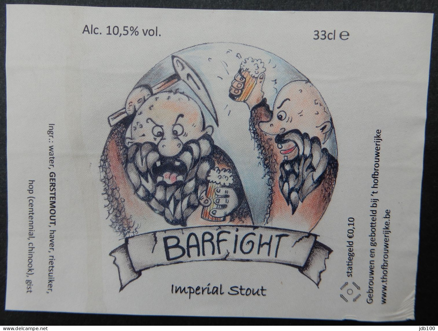 Bier Etiket (5x8), étiquette De Bière, Beer Label, Barfight Brouwerij 't Hofbrouwerijke - Bière