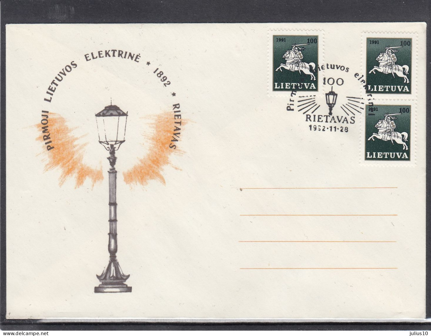 LITHUANIA 1993 Cover Special Cancel First Electricity Station #LTV235 - Litauen