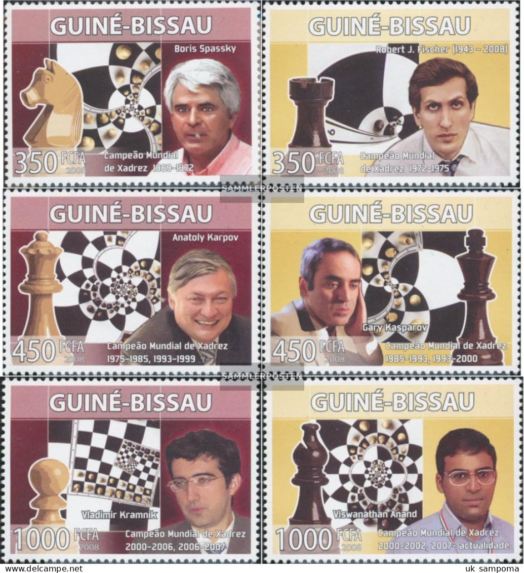 Guinea-Bissau 3937-3942 (complete. Issue) Unmounted Mint / Never Hinged 2008 Chess Champion - Guinea-Bissau