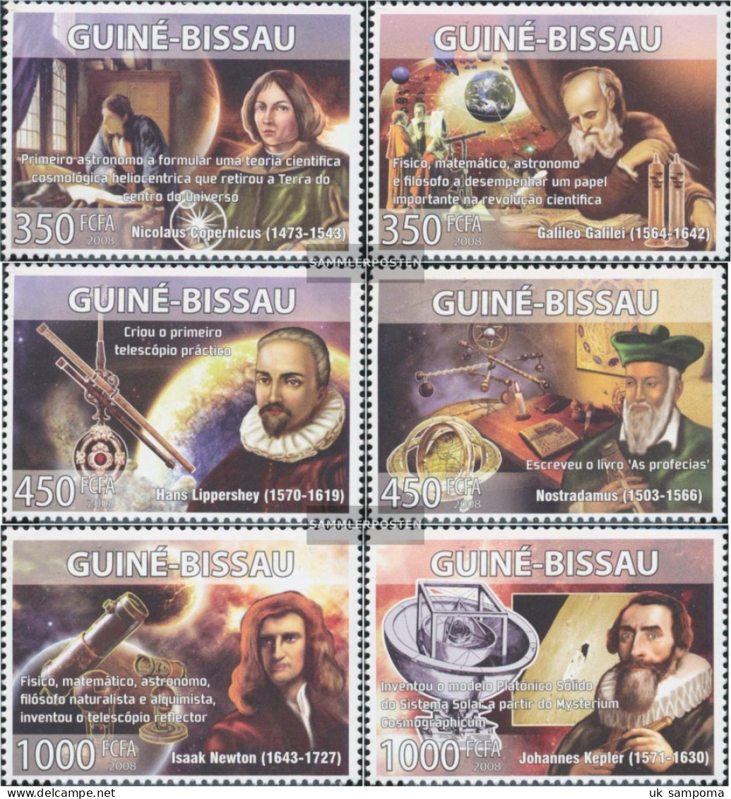 Guinea-Bissau 3930-3935 (complete. Issue) Unmounted Mint / Never Hinged 2008 Deskriptoren The Astronomy - Guinea-Bissau