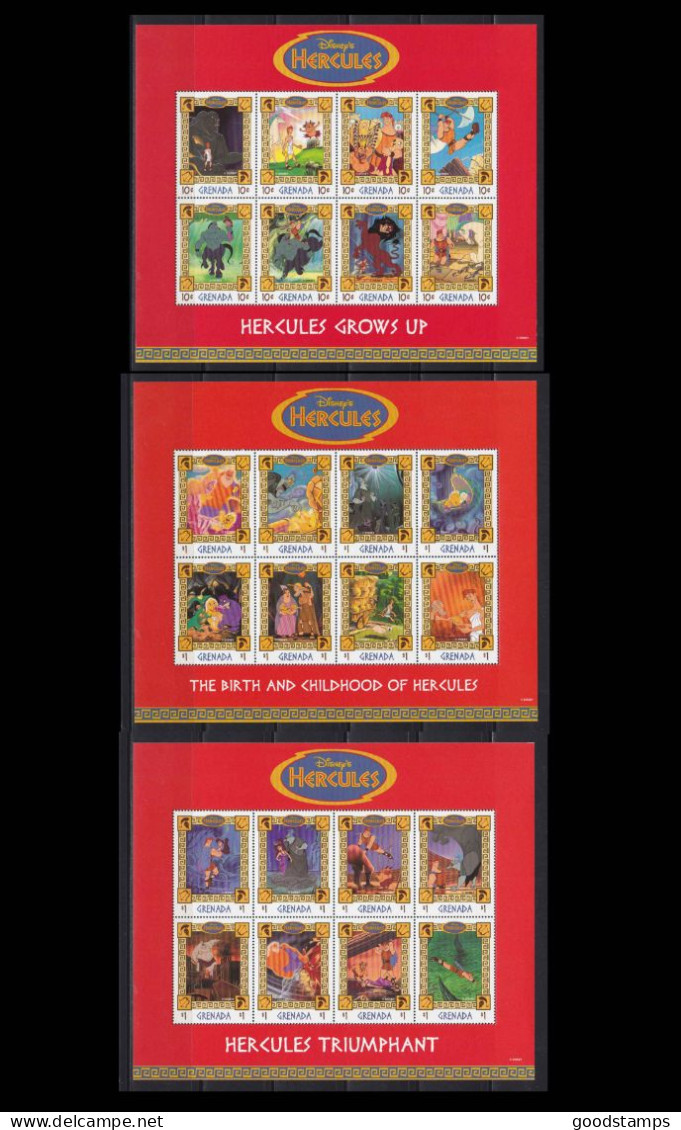 Grenada 1999 "Disney-Hercules", Series In 3 Blocks, 24 Values, Mi.3677/3700, MNH - Grenada (1974-...)