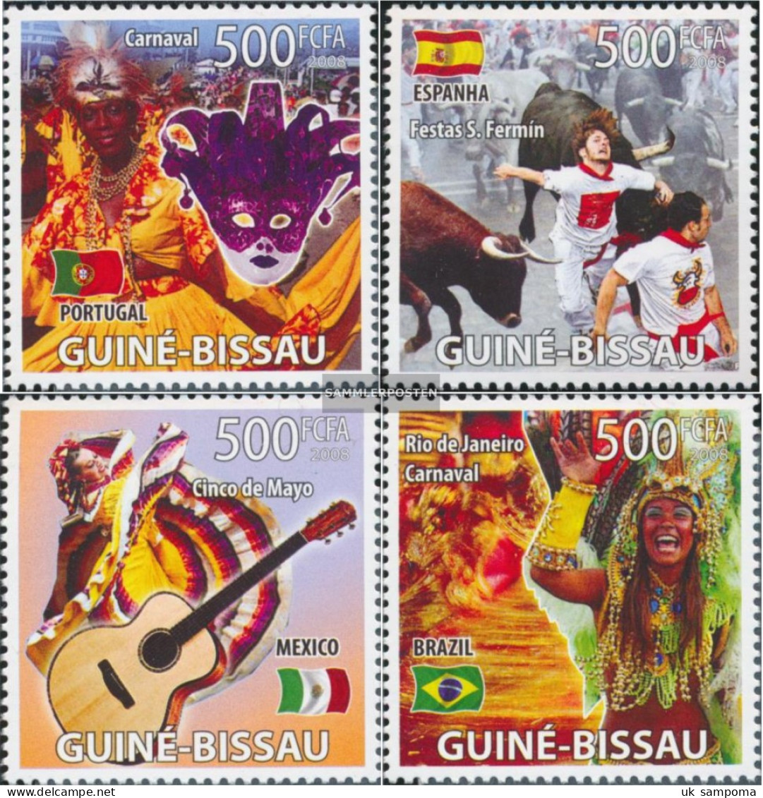 Guinea-Bissau 3909-3912 (complete. Issue) Unmounted Mint / Never Hinged 2008 America: National Celebrations - Guinea-Bissau