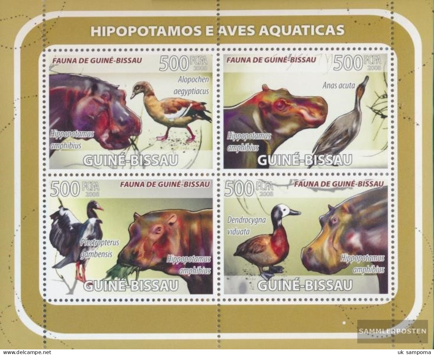 Guinea-Bissau 3816-3819 Sheetlet (complete. Issue) Unmounted Mint / Never Hinged 2008 Flusspferde, Birds - Guinea-Bissau