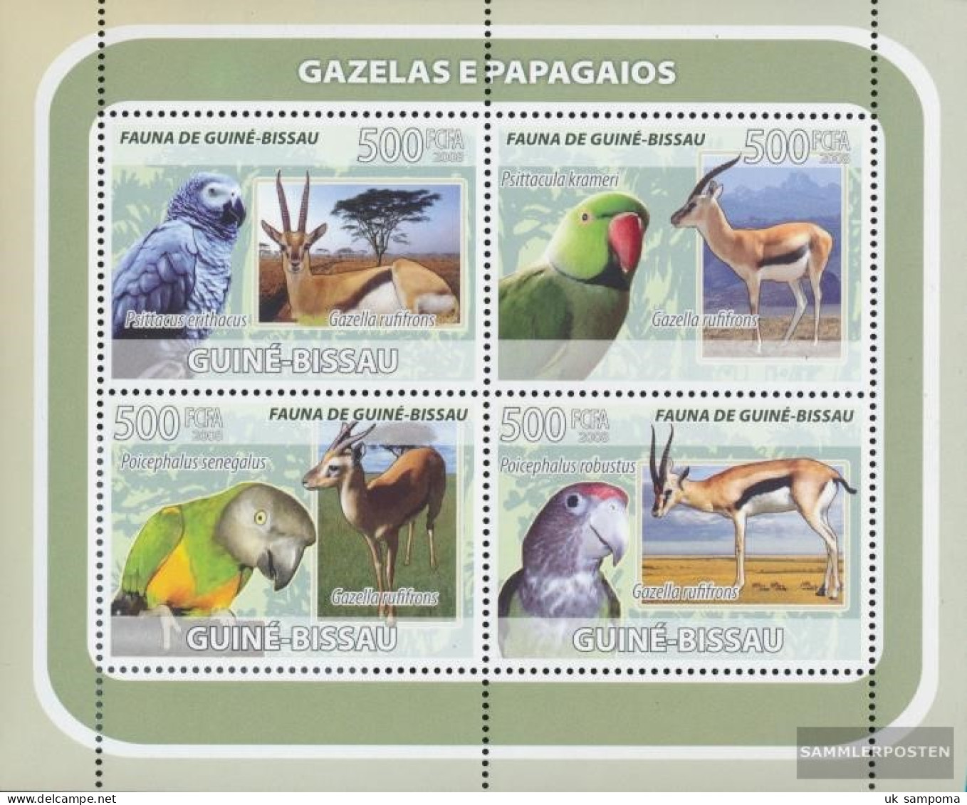 Guinea-Bissau 3808-3811 Sheetlet (complete. Issue) Unmounted Mint / Never Hinged 2008 Gazellen, Parrots - Guinea-Bissau