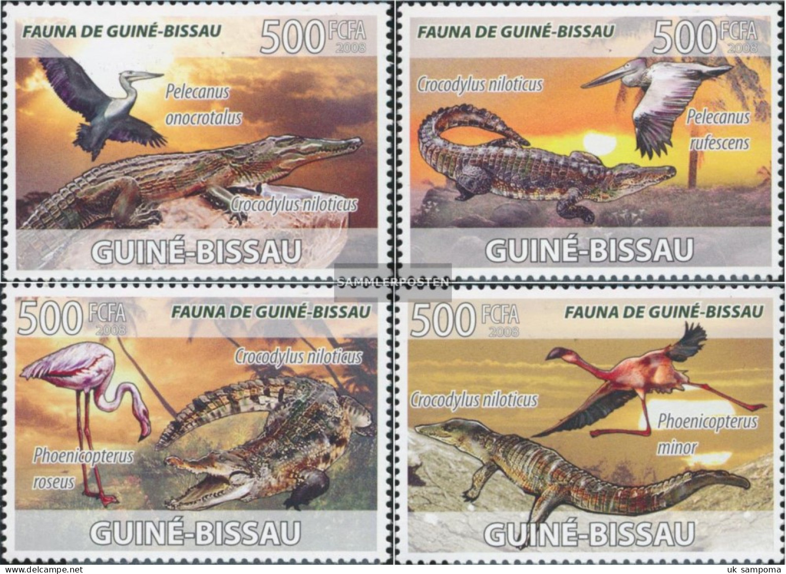 Guinea-Bissau 3792-3795 (complete. Issue) Unmounted Mint / Never Hinged 2008 Krokodile, Birds - Guinea-Bissau