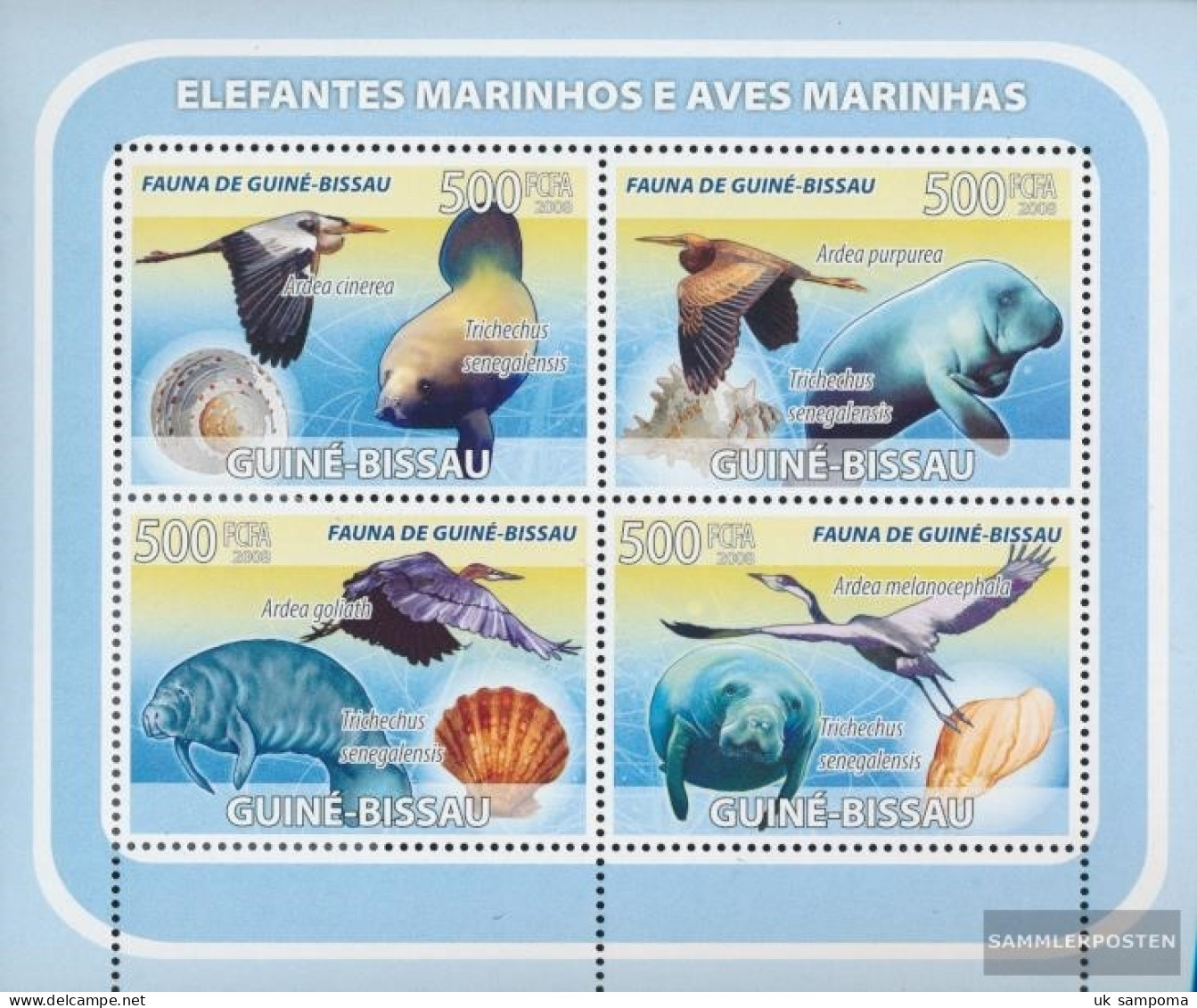 Guinea-Bissau 3777-3780 Sheetlet (complete. Issue) Unmounted Mint / Never Hinged 2008 Seeelefanten, Seabirds, Mussels - Guinea-Bissau