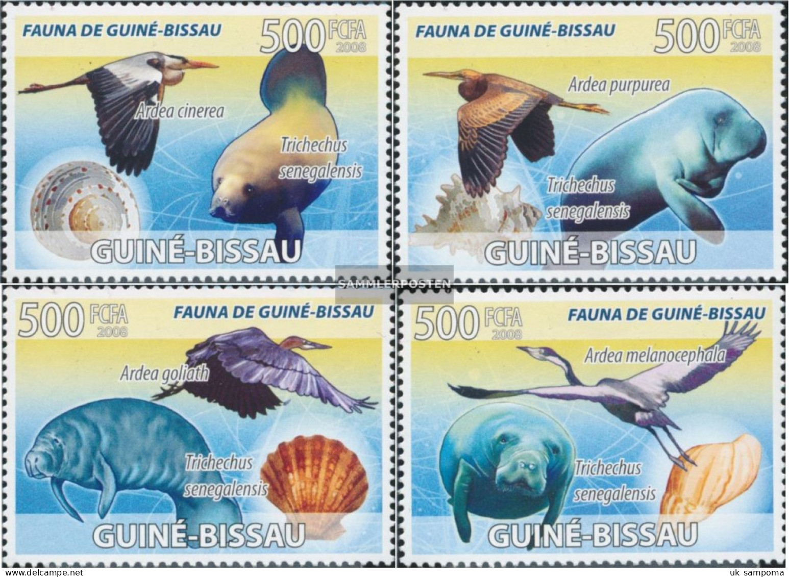 Guinea-Bissau 3777-3780 (complete. Issue) Unmounted Mint / Never Hinged 2008 Seeelefanten, Seabirds, Mussels - Guinea-Bissau