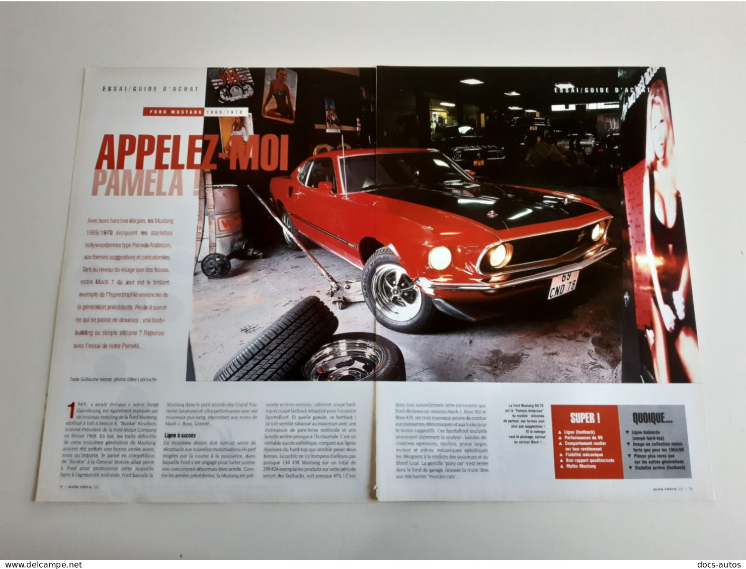 Coupure De Presse Automobile Ford Mustang 1969 - 1970 - Cars