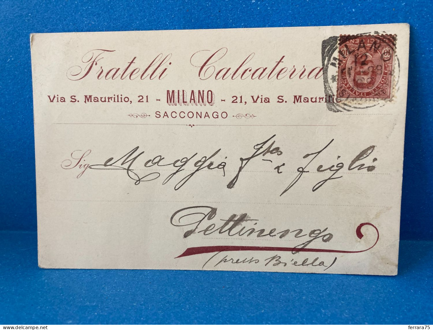 CARTOLINA D'EPOCA FRATELLI CALCATERRA SACCONAGO VS PETTINENGO 1898. - Non Classés
