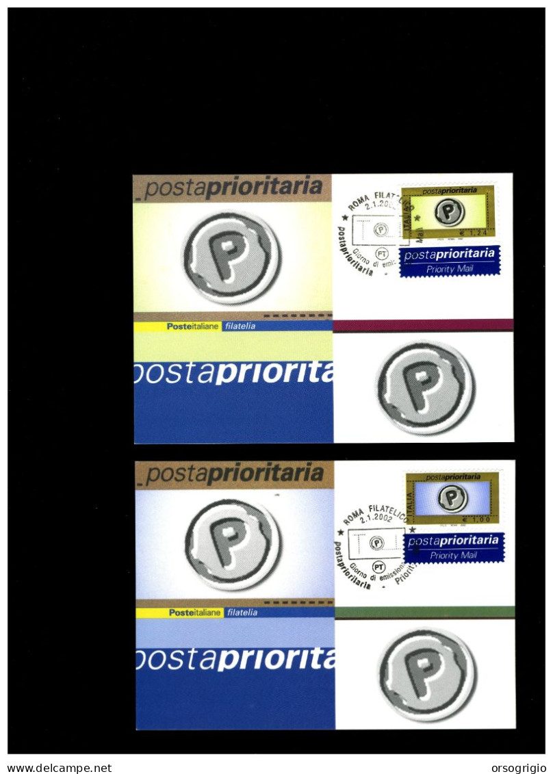 ITALIA - FDC 2002  Cartolina Maximum - POSTA PRIORITARIA - Maximumkarten (MC)