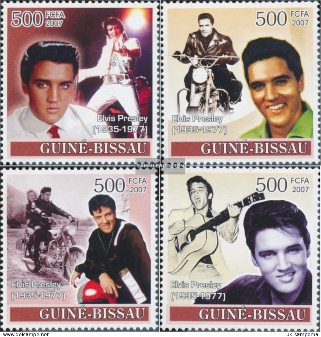 Guinea-Bissau 3658-3661 (complete. Issue) Unmounted Mint / Never Hinged 2007 Elvis Presley And Motorcycles - Guinea-Bissau