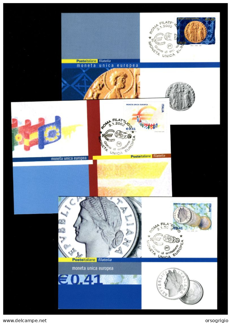 ITALIA - FDC 2002  Cartolina Maximum - MONETA UNICA EUROPEA - Cartes-Maximum (CM)