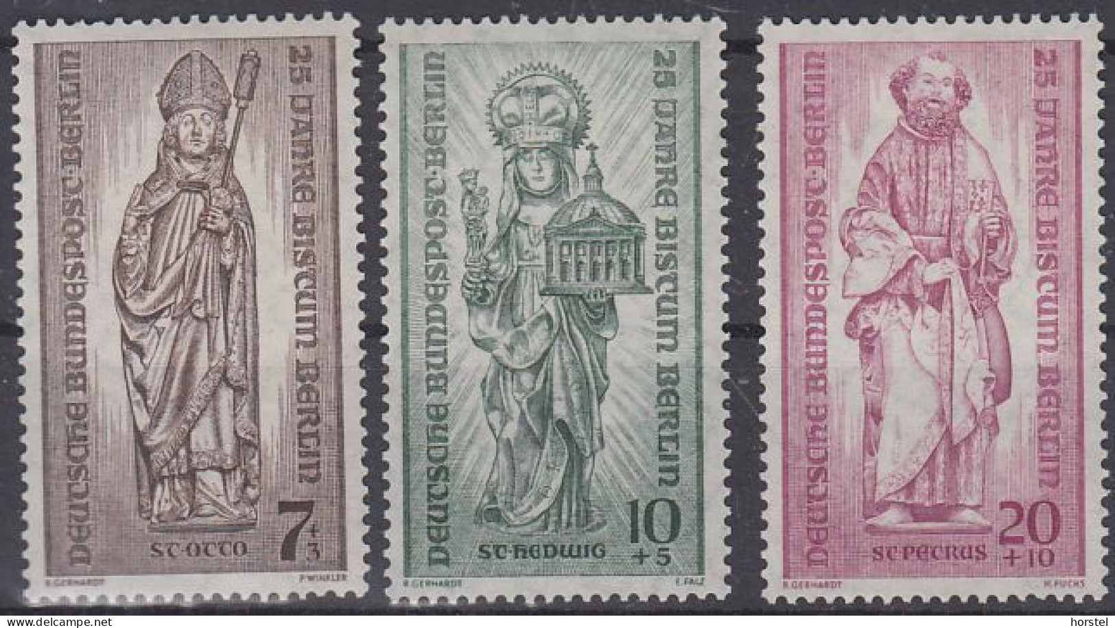 Deutschland Mi 132-34   25 Jahre Bistum Berlin - Wiederaufbau Zerstörter Kirchen - Unused Stamps