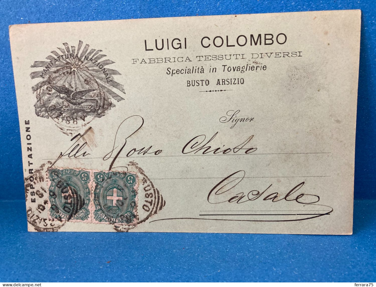 CARTOLINA D'EPOCA LUIGI COLOMBO TESSUTI BUSTO ARSIZIO VS CASALE 1901. - Unclassified
