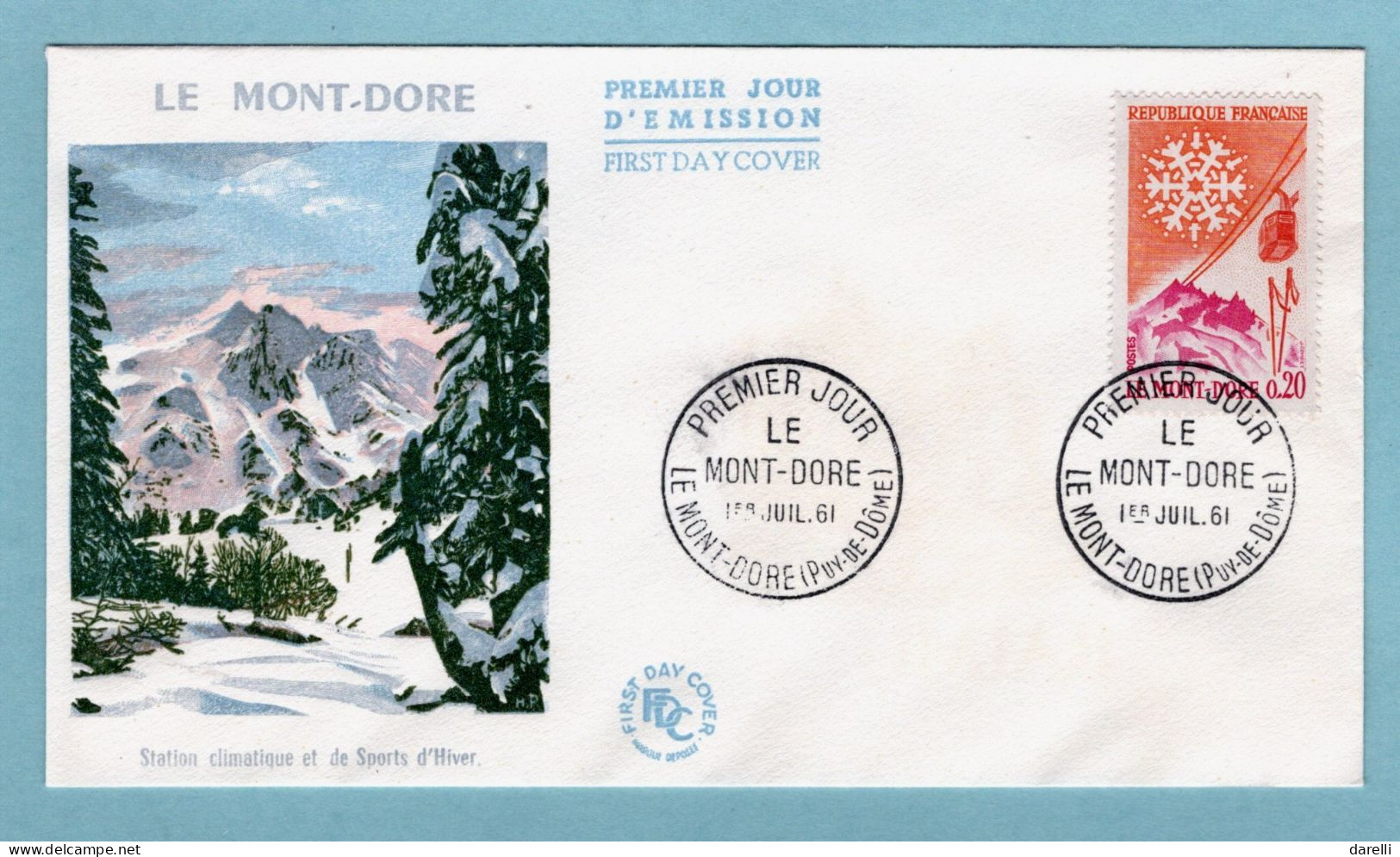 FDC France 1961 - Le Mont Dore - YT 1306 - 63 Mont Dore - 1960-1969