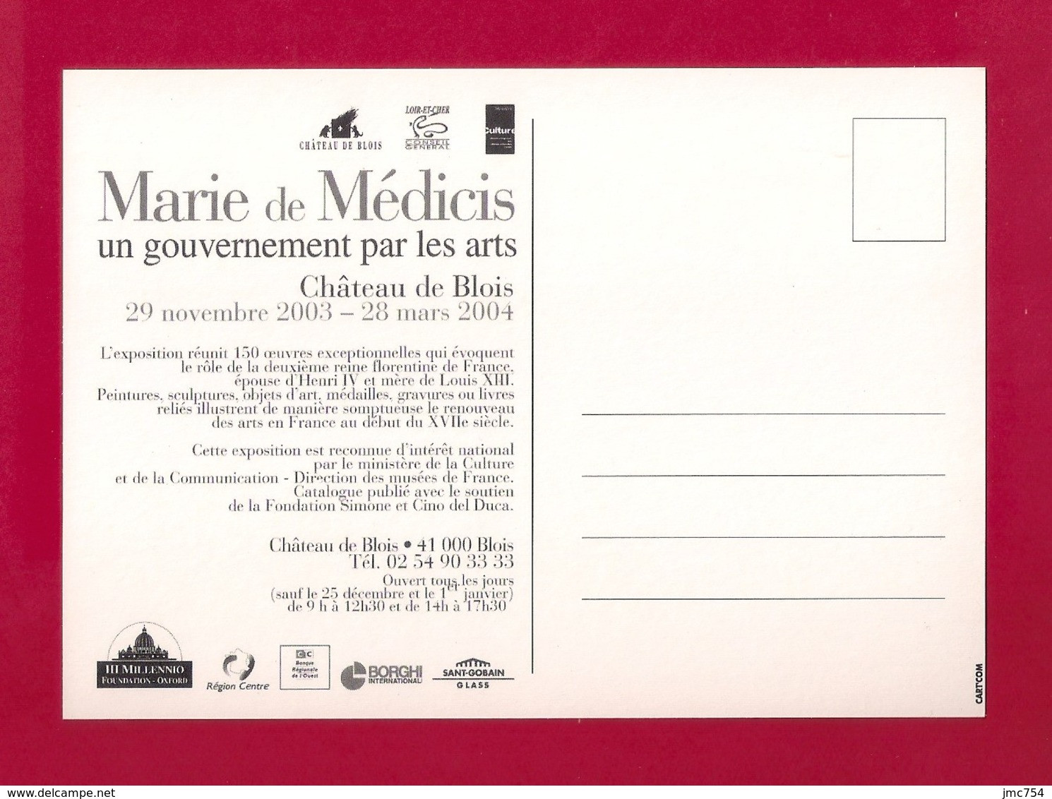 CPM.   Cart'Com.  Exposition Marie De Médicis "un Gouvernement Par Les Arts".  Château De Blois.    Postcard. - Expositions