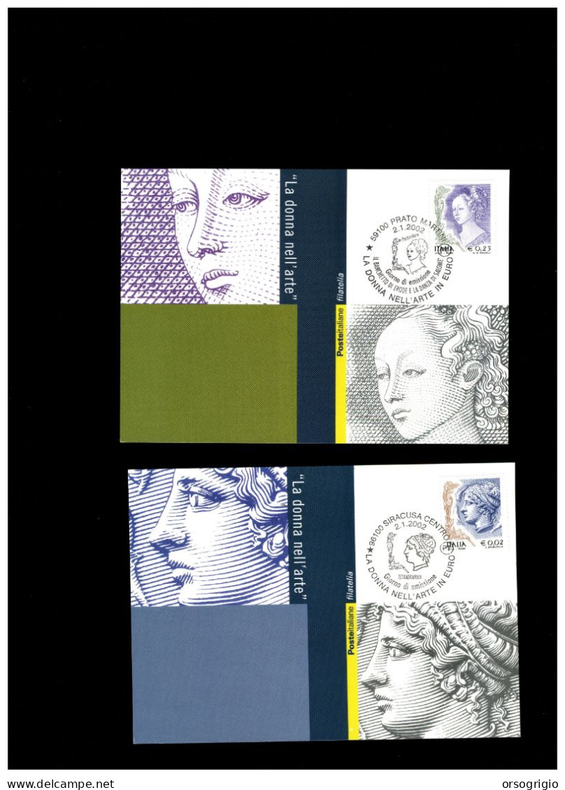 ITALIA - FDC 2002  Cartolina Maximum - LA DONNA NELL'ARTE - Maximumkarten (MC)