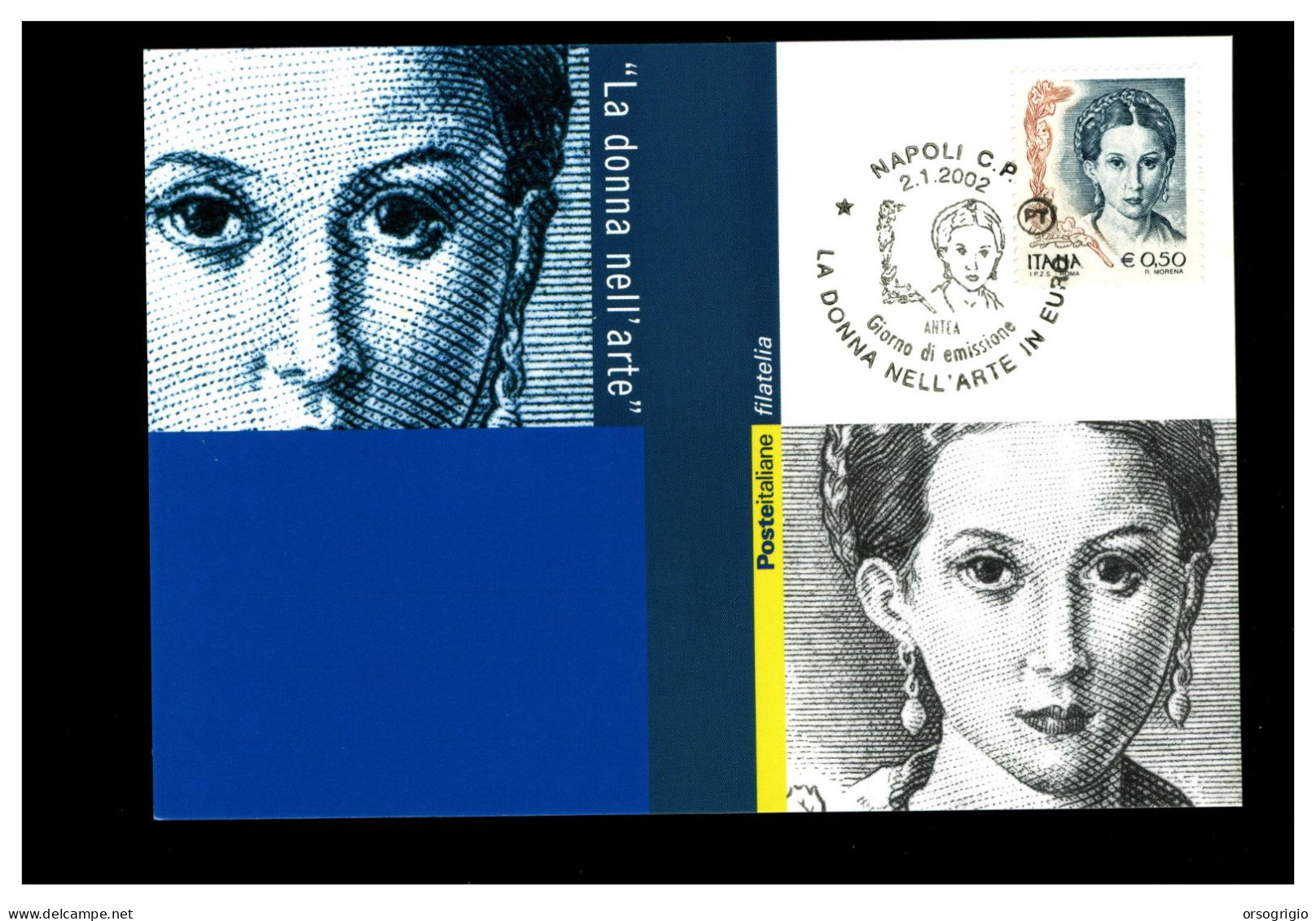 ITALIA - FDC 2002  Cartolina Maximum - LA DONNA NELL'ARTE - Cartes-Maximum (CM)