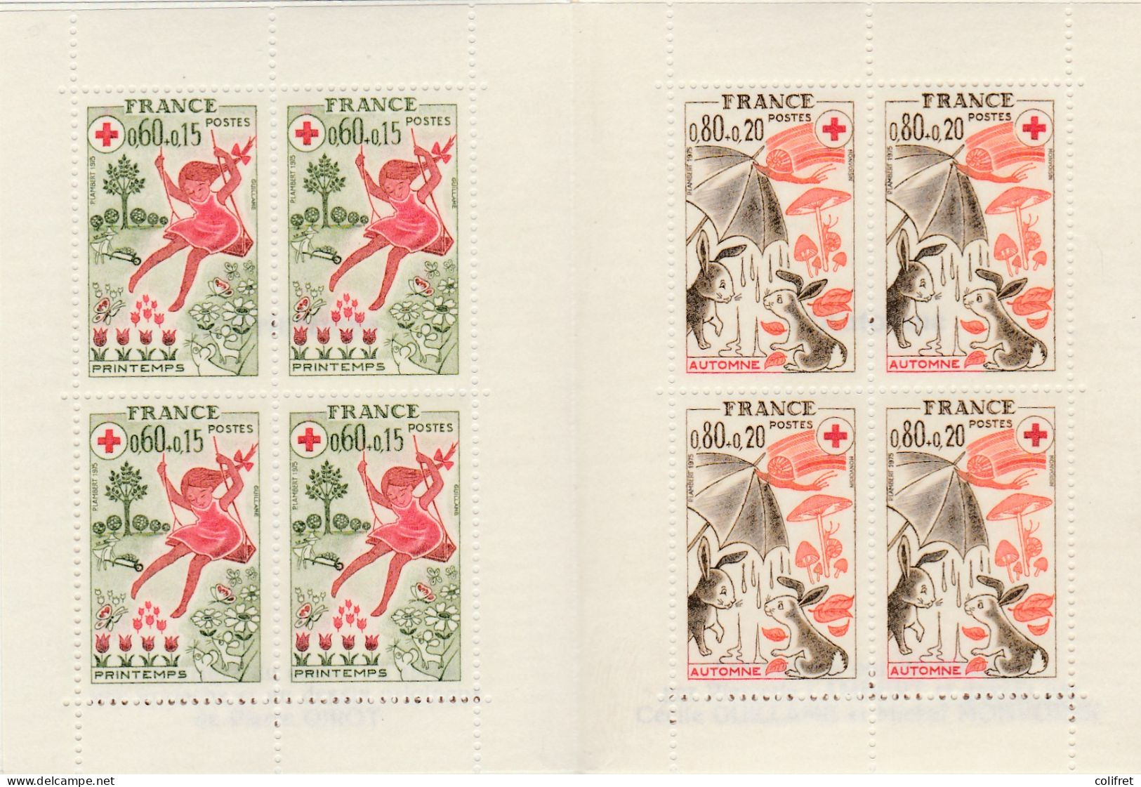 Carnet Croix-Rouge 1975  -  Printemps - Automne - Red Cross