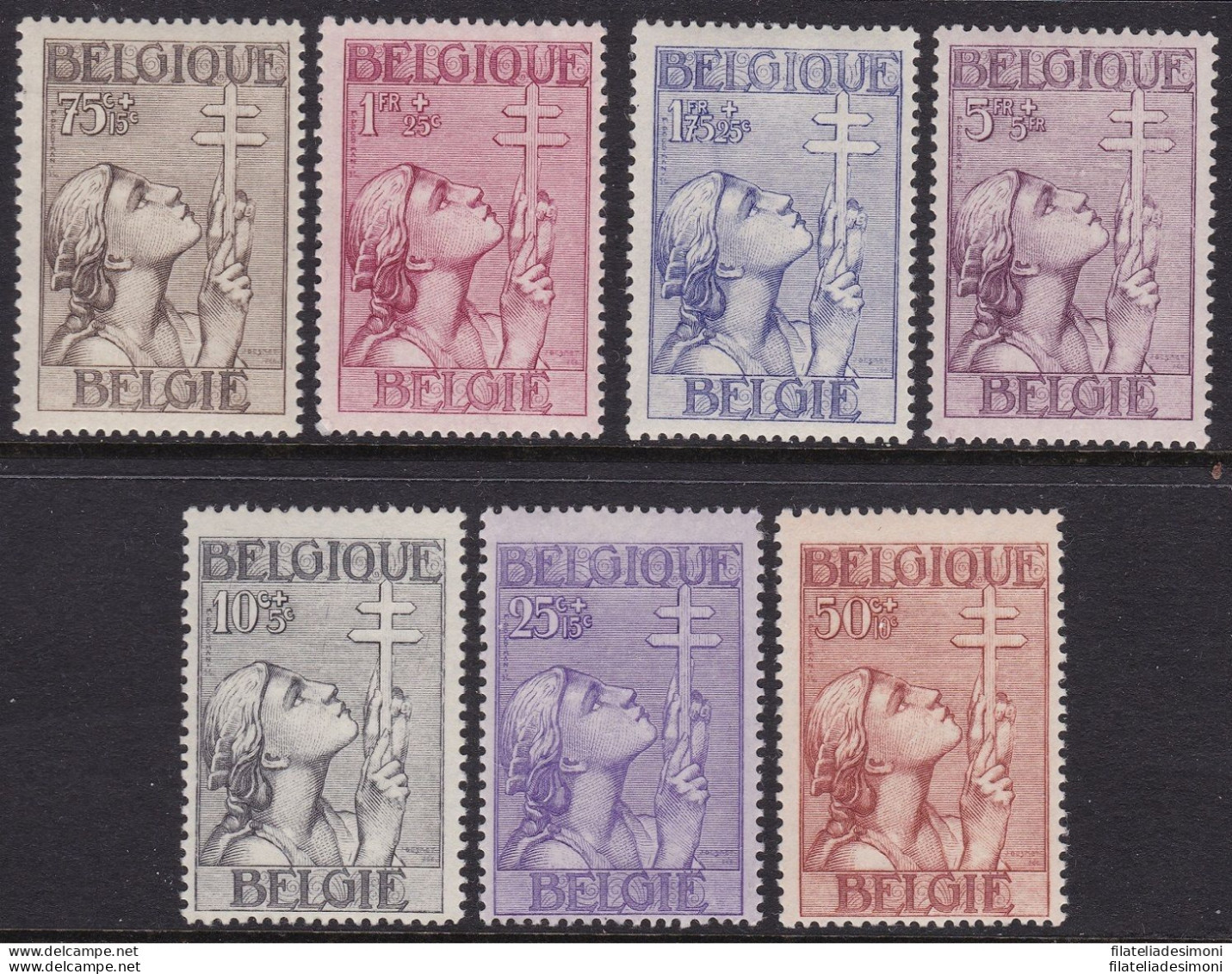 1933 Belgio - Croce Di Lorena N. 377/383  Serie Di 7 Valori   MNH/** - Autres & Non Classés