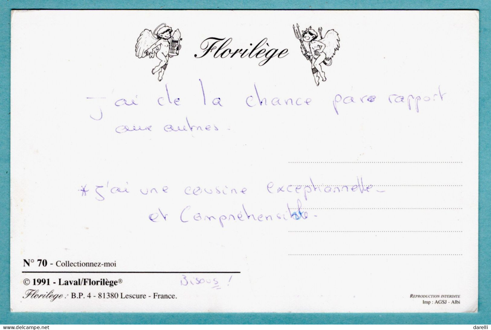 CP Illutateurs - Laval Florilège 1991 N° 70 - Charles Augustin Sainte-Beuve - ..Vers Toi, J'en Reviens Plus Heureux - Contemporanea (a Partire Dal 1950)